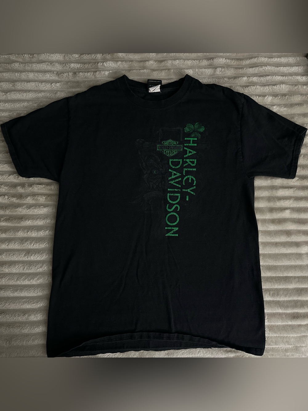 Harley-Davidson Black T-Shirt with Green Vertical Logo